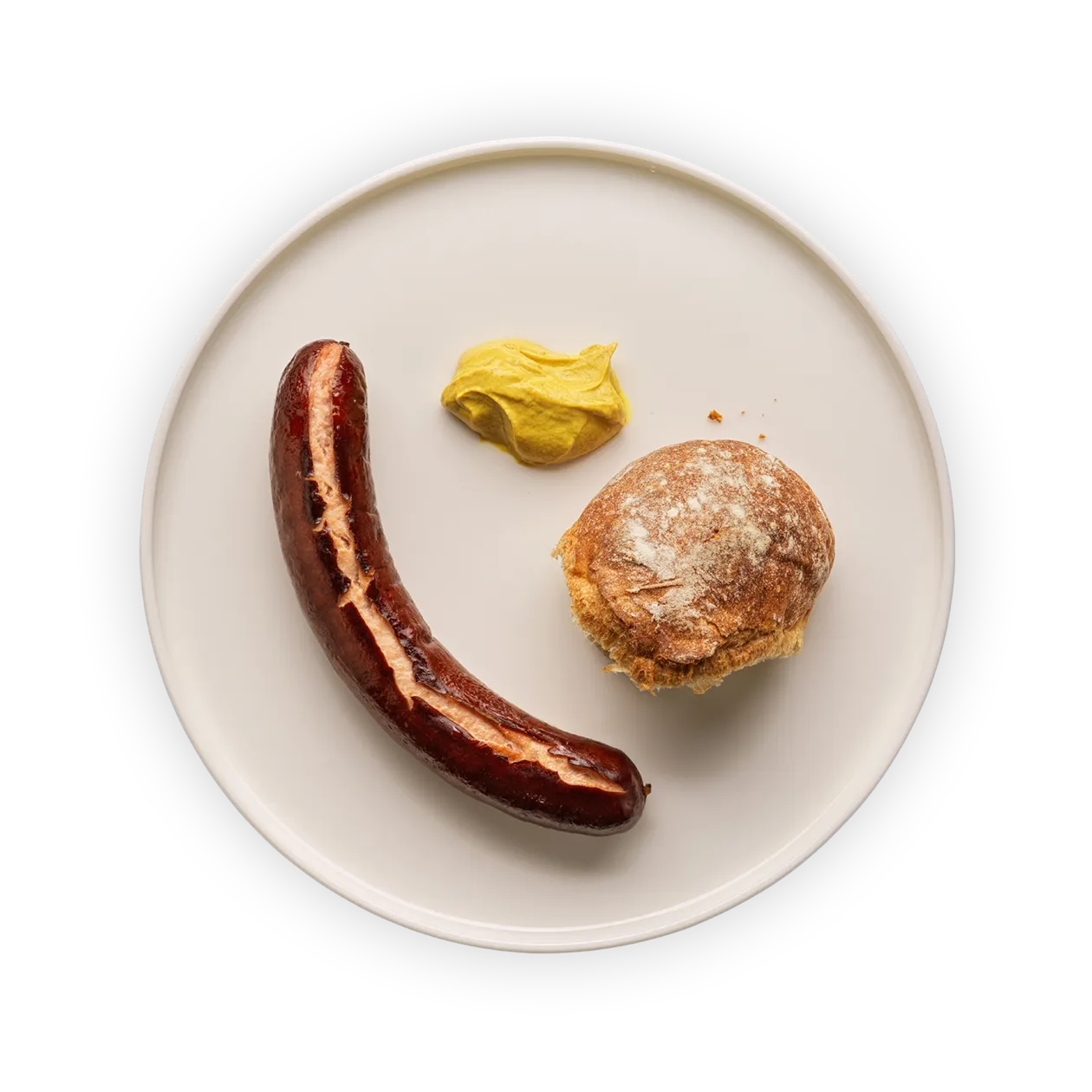 Lenzburger Schüblig with bürli bread and mustard