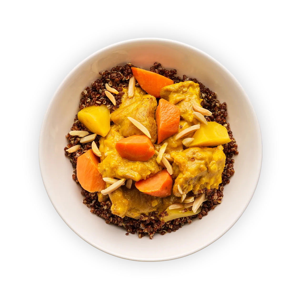 Corn-fed chicken ragout with toasted almonds | Red quinoa and carrots with anise (by guest chef Tanja Grandits)
