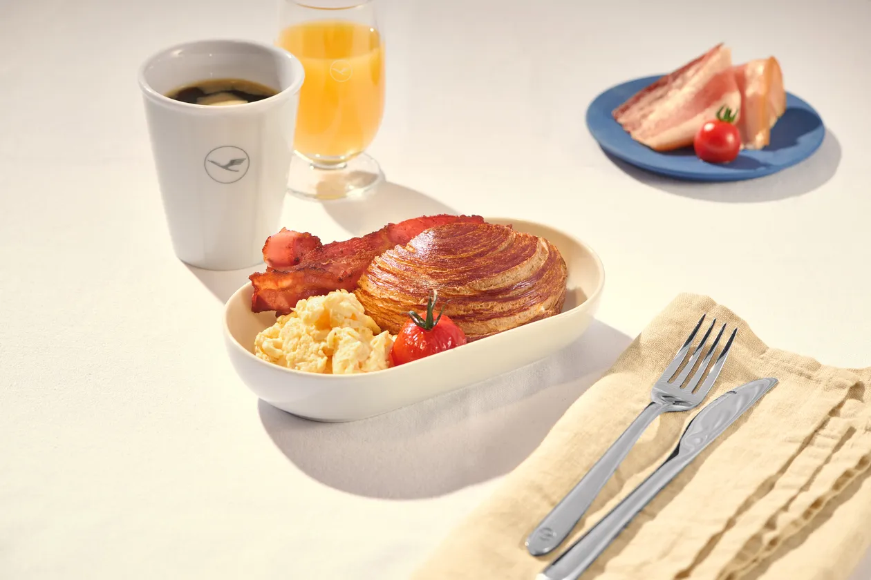 Creamy Scrambled Eggs | Fried Bacon | Croissant Bun