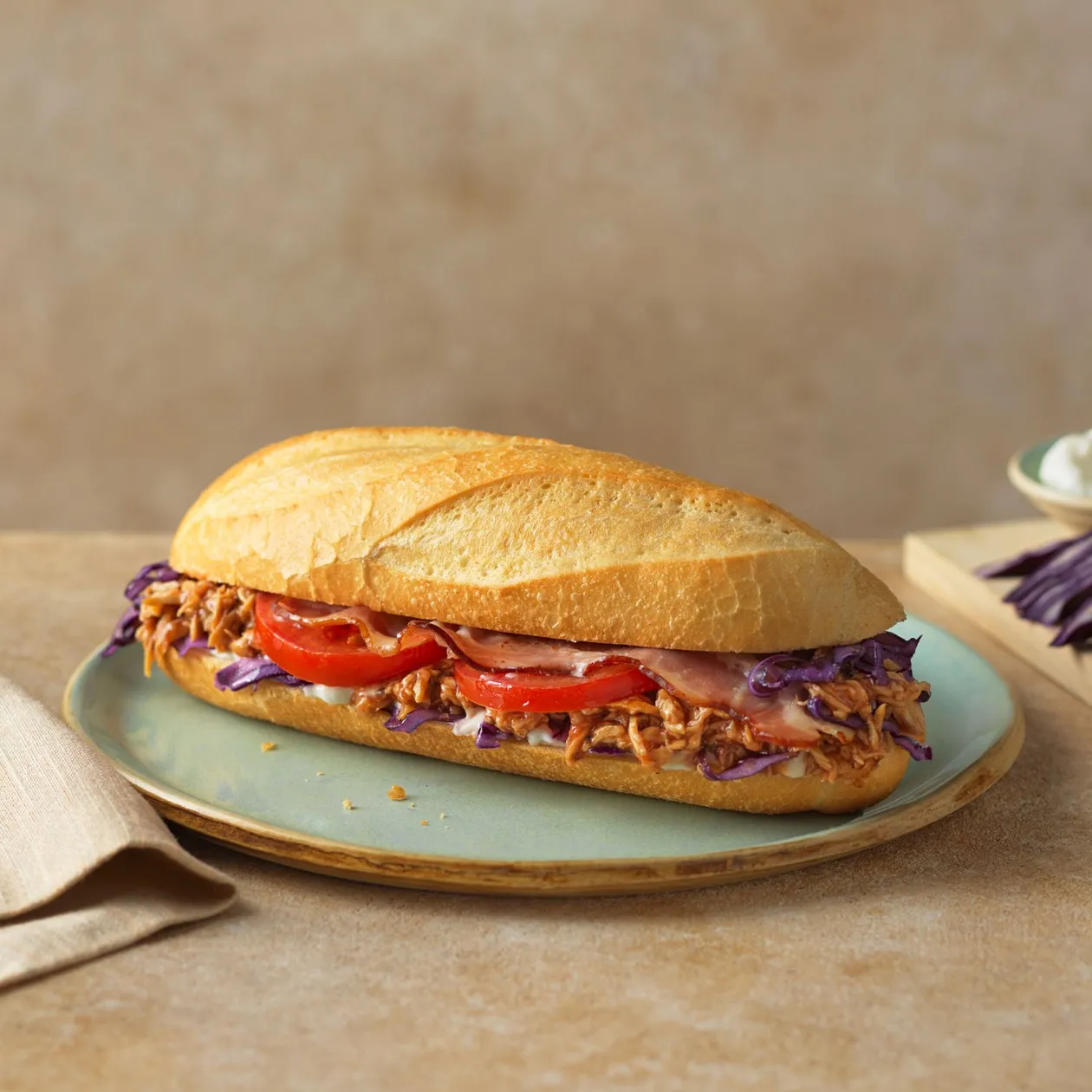 BBQ Speck und Hühner Baguette
