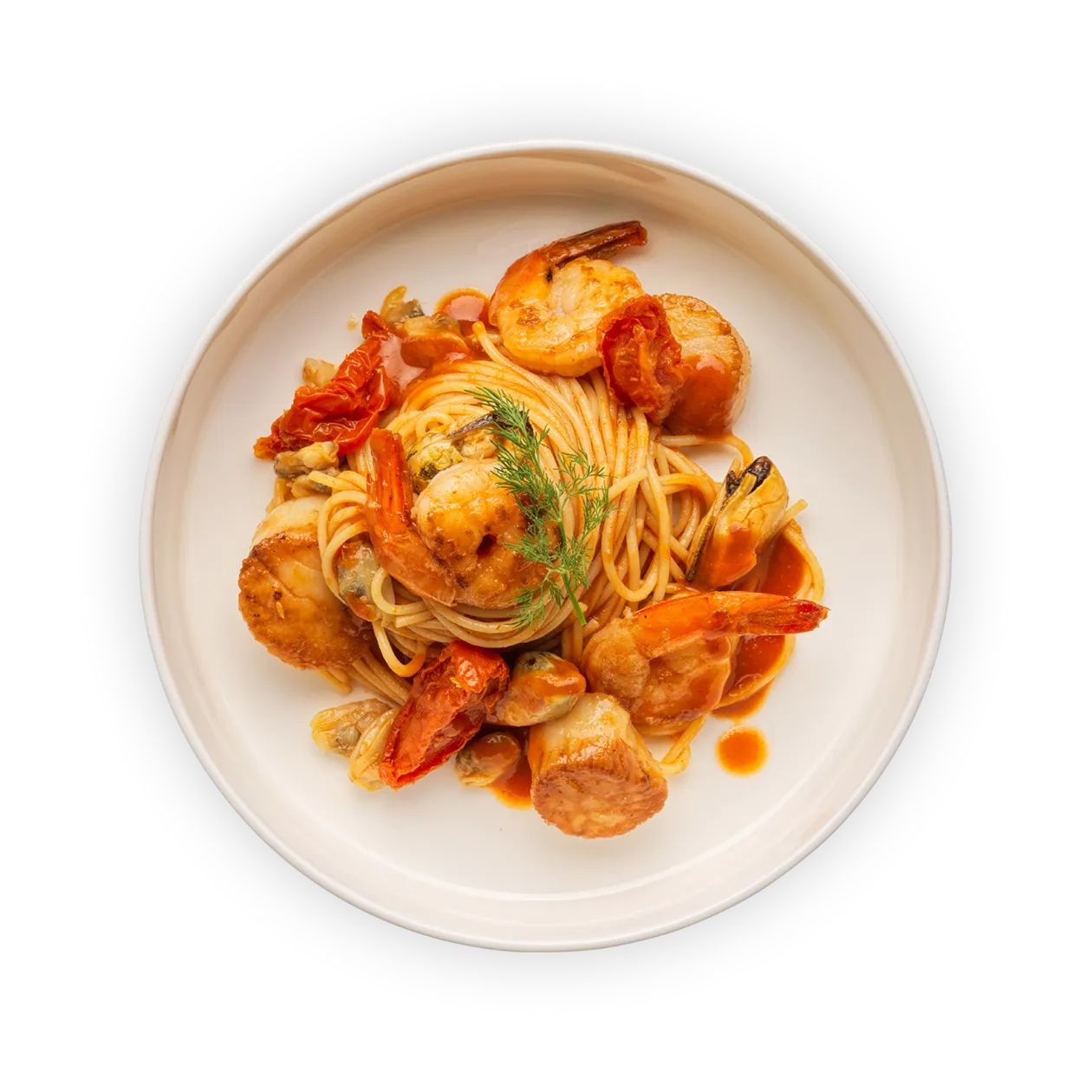 Fettuccine with lobster sauce | Seafood | Cherry tomatoes