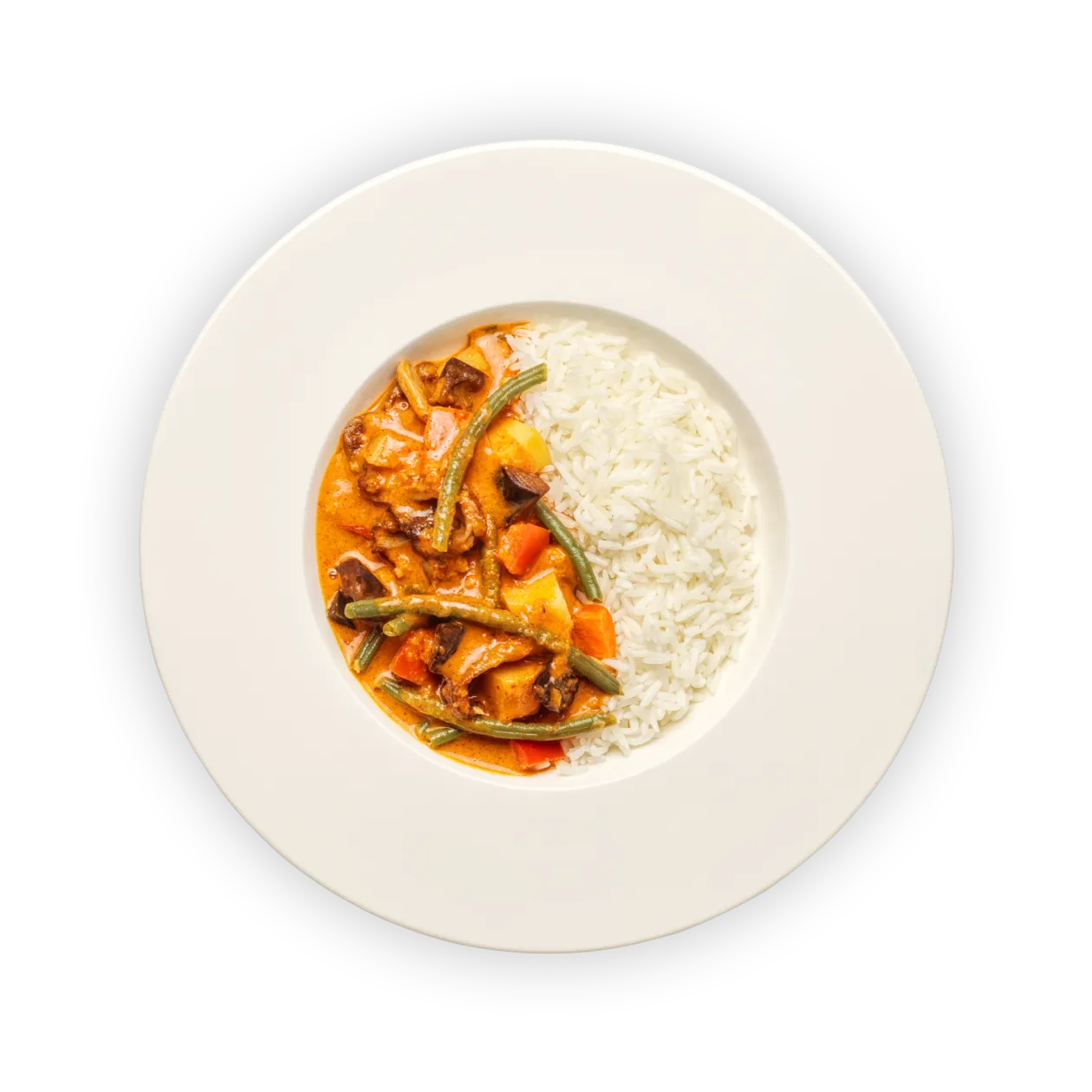 Red vegetable curry with basmati rice