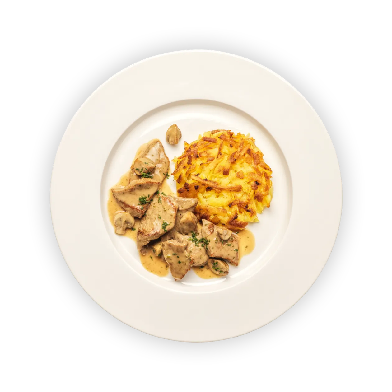 Geschnetzeltes Kalbfleisch Zürcher Art | Roesti