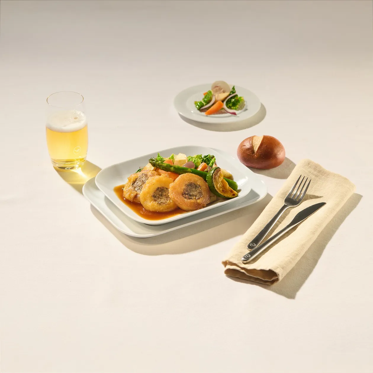 Roasted Potato and Mushroom Roulade with Root Vegetable and Jus