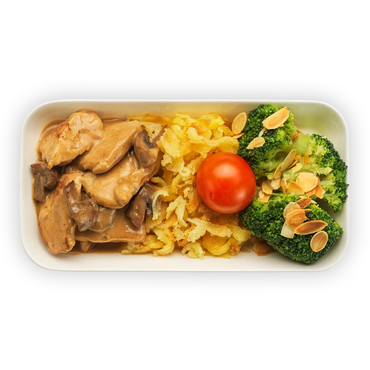 Zurich-style sliced veal with mushroom cream sauce | rösti and broccoli